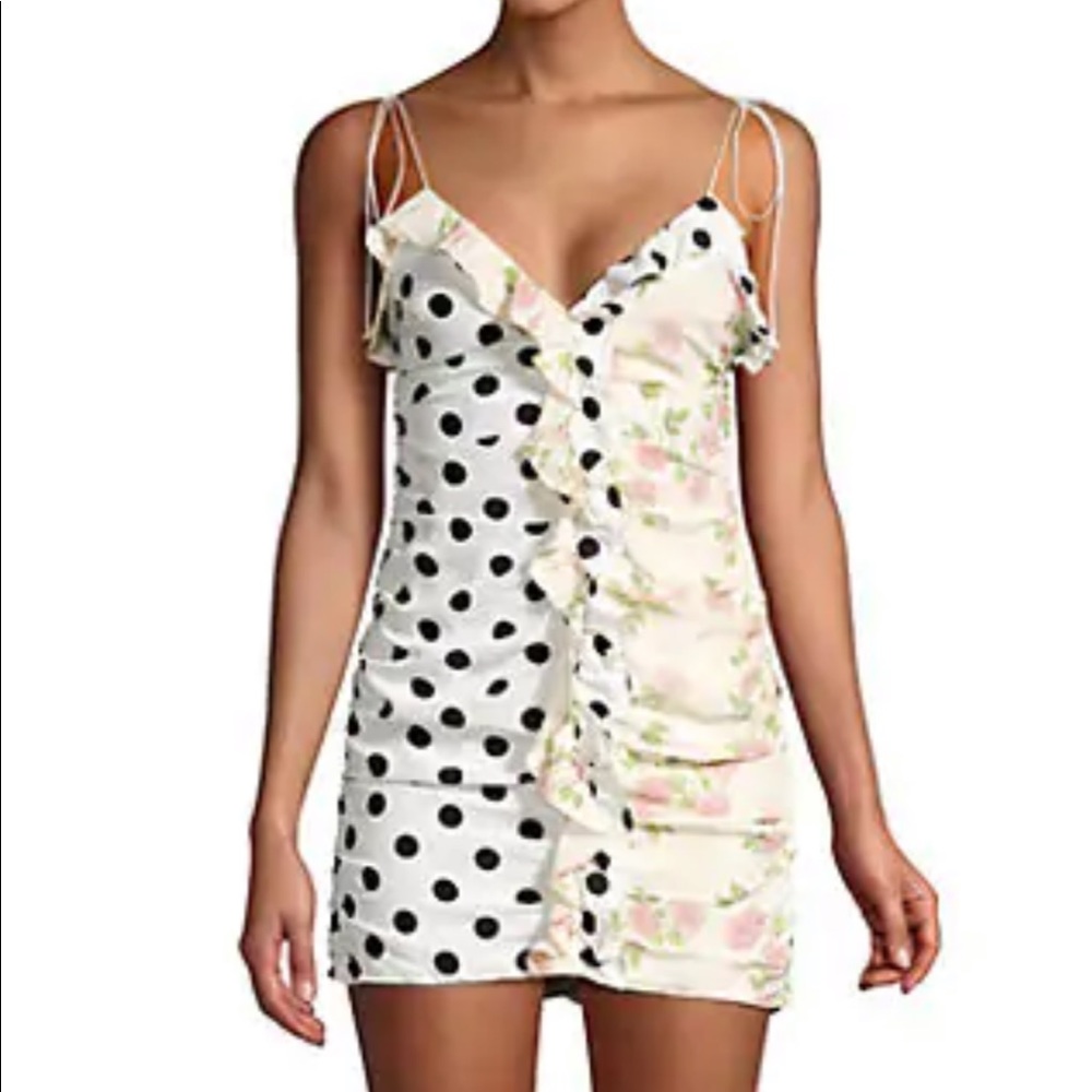 For Love and Lemons Polka Dot & Floral Mini Dress